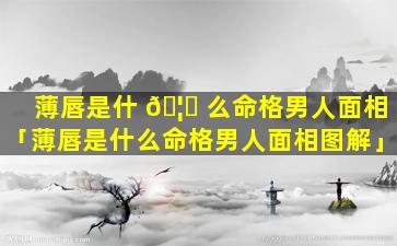 薄唇是什 🦉 么命格男人面相「薄唇是什么命格男人面相图解」